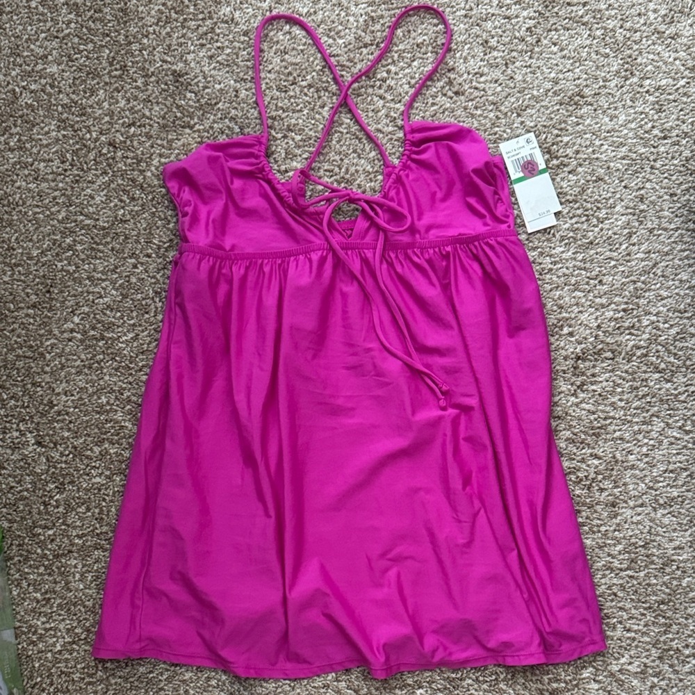 Pink Strappy Swim Coverup / Dress size large 🆕
